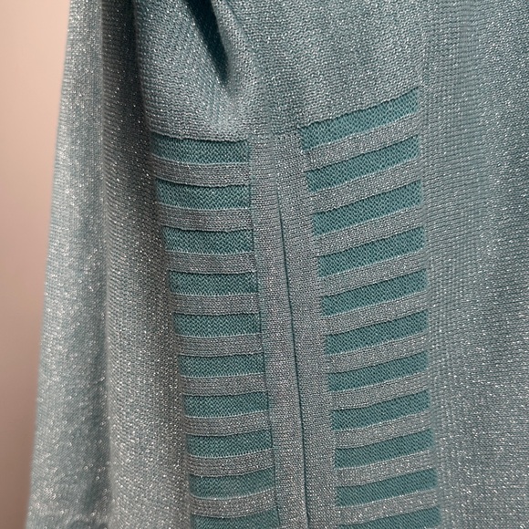 Chico’s Baby Blue Sparkle Metalic oversized Top, Size 3  (XL) - Picture 9 of 12